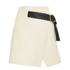 A.L.C. Cami Cotton Linen Cream Leather Belted A-line Silhouette Pockets Sz 0